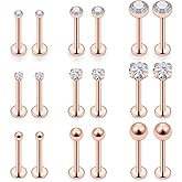 Lcolyoli 16 Gauge Medusa Piercing Jewelry Lip Rings for Women Men Stainless Steel Labret Studs Cartilage Forward Helix Tragus Earrings Monroe Snake Bite Piercing Jewelry 9 Pairs