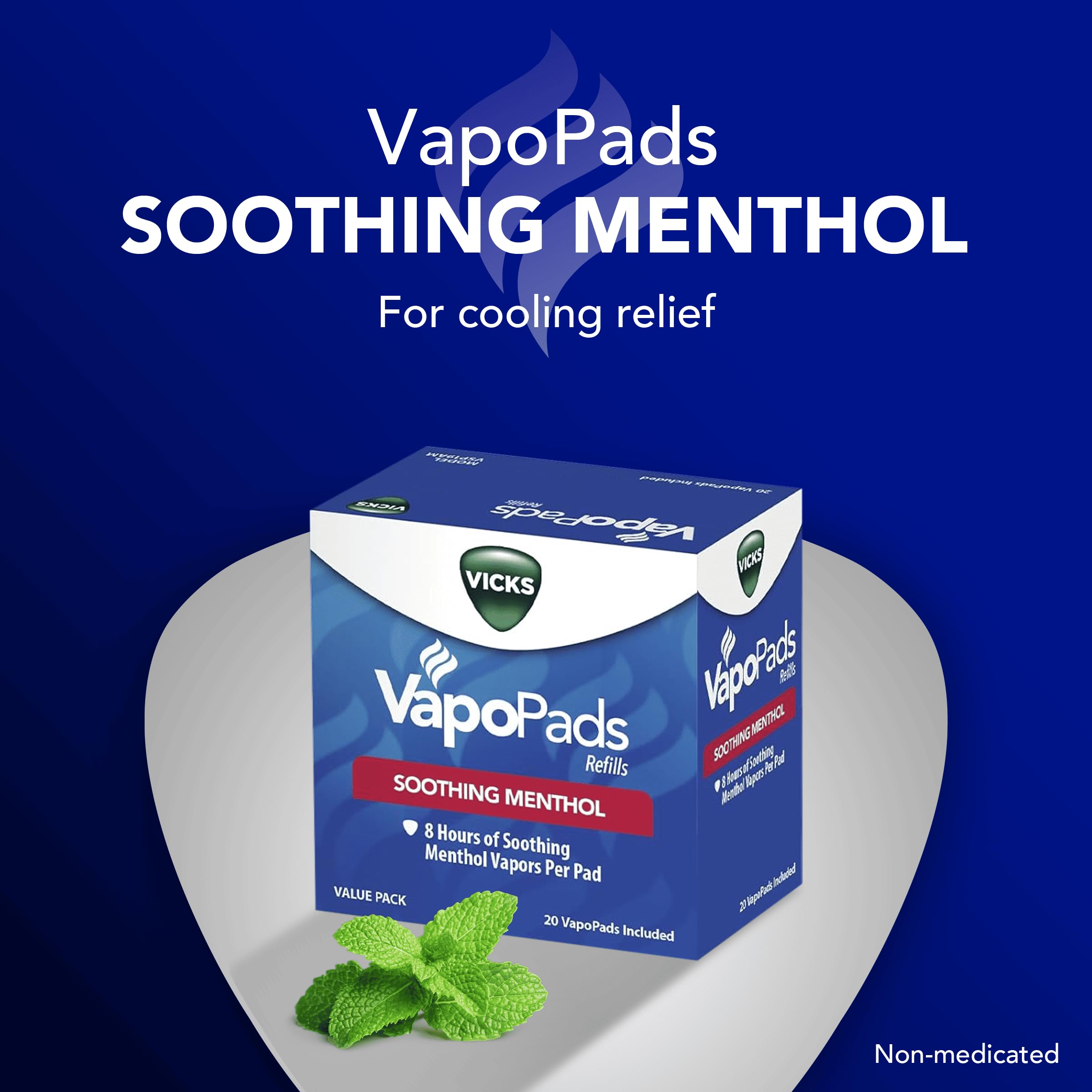 Vicks VapoPads Original Menthol Scent - Vapor Pads Refill for Vicks Humidifiers and Steam Inhalers, Scent Pads for Congestion and Cough Relief, 20-Pack, Box Color May Vary