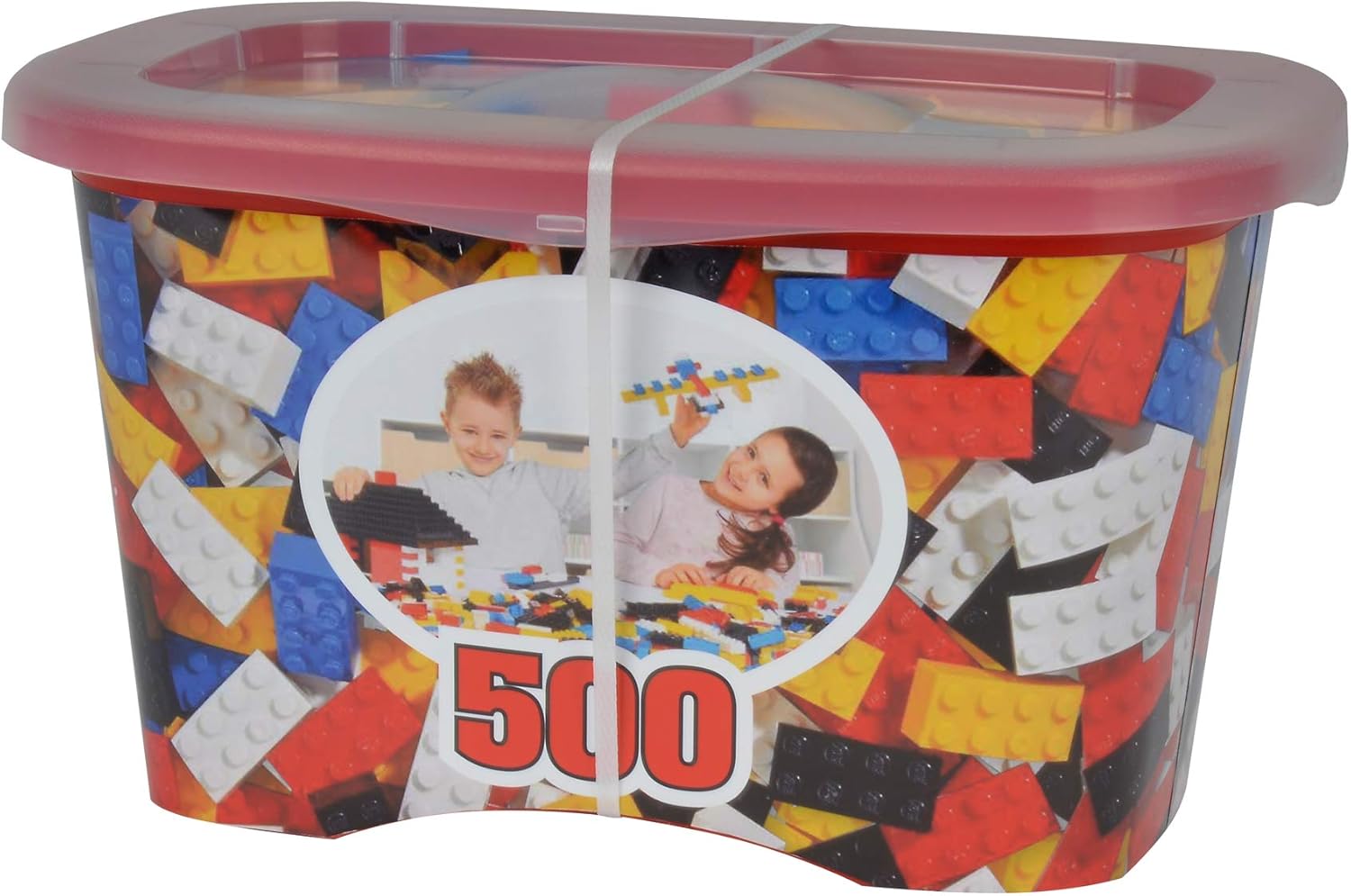 Simba Blox – 500 Bloques de construcción para niños a Partir de 3 años, 8 Unidades con Placa Base Totalmente Compatible, Mezcla de Colores, Negro, Rojo, Blanco, Amarillo, Azul