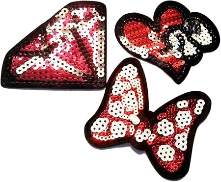 TOPPA PATCH CUORE PAILLETTES APPLICAZIONE RICAMO TERMOADESIVA 5 X 4,7 CM