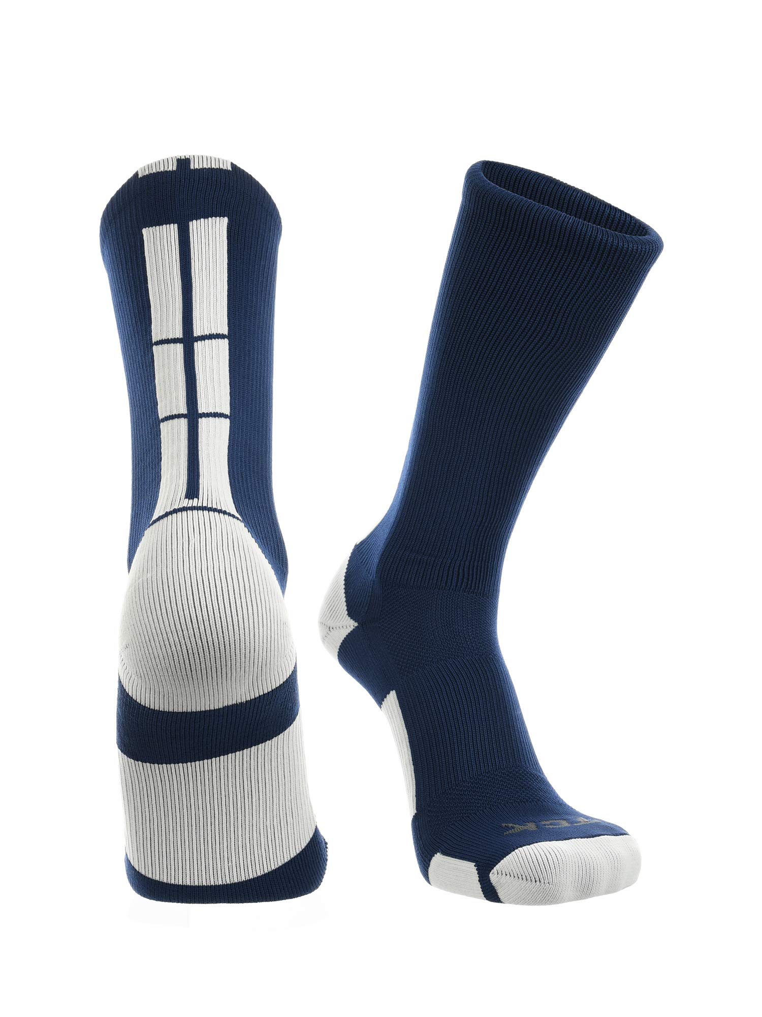 TCK Baseline Crew Calcetines deportivos para baloncesto, fútbol y deportes - Medianos, azul marino/blanco
