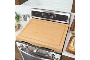 YUHFERA Stove Cover Board for Gas Stovetop - Raised Cutting Board with Legs and Juice Grooves, Adjustable Noodle Board Stove Cover for RV Stove Top (29.52"x21.65")