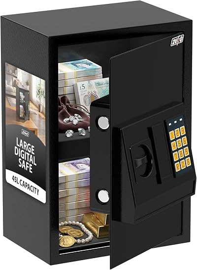 ZENO Large Digital Fireproof Safe Box 45L with Keypad and Shelf