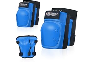 MammyGol Boys Knee Pads Elbow Pads Wrist Guards set 6 in 1 for Kids Ages 3-9 - Girls Knee Pads Protection Gear for Roller Skates Bike Cycling Skateboard Scooter(Blue)