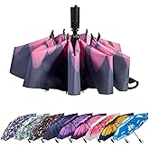 LANBRELLA Umbrella Compact Inverted Folding Umbrellas Auto Open Auto Close - T2.6-Pink Flower