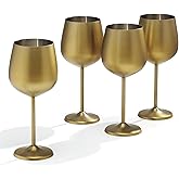 Cambridge Silversmiths 4 Piece Set of 18 oz Brushed Gold All Purpose Single Wall Wine Glasses