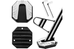 DASIGJID 2-Pack Motorcycle Kickstand Pad - Heavy Duty Anti-Skid Enlarged Foot Base Extender Plate Motorcycle Accessory, Coaster Plate Support for Harley Davidson, Touring & Sport Bikes - Sliver