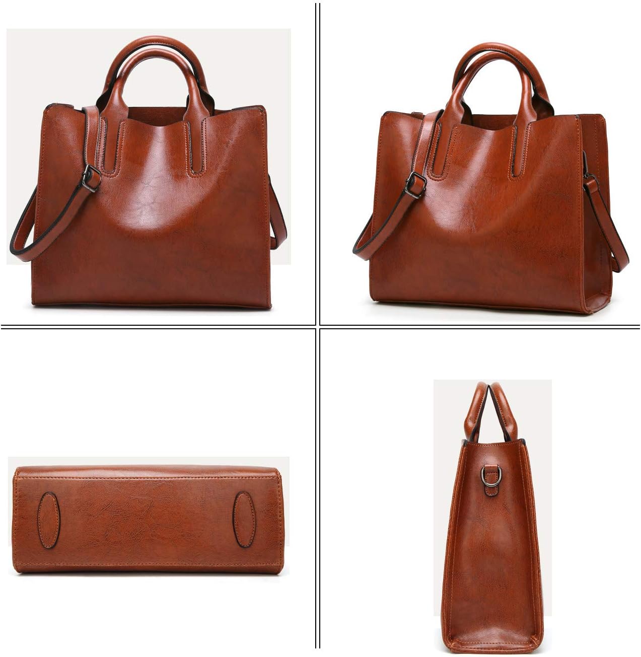 Coolives Women's Shopper Bag Made of PU Leather with Shoulder Strap Shoulder Bag Square Handbag for Women Disposable brown - Image 4