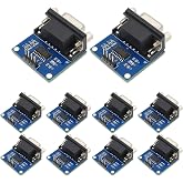 hiBCTR 10-Pack MAX3232 RS232 to TTL Converter Module | 3.3V-5V DC logic level shifter, for programming microcontrollers and RS232 serial communication