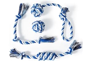 wodoca Dog Rope Toys 4 Pack, Puppy Teething Cotton Knot Chew Rope for Small Medium Dogs, Interactive Tug of War Dog Toys for Boredom, Teeth Cleaning