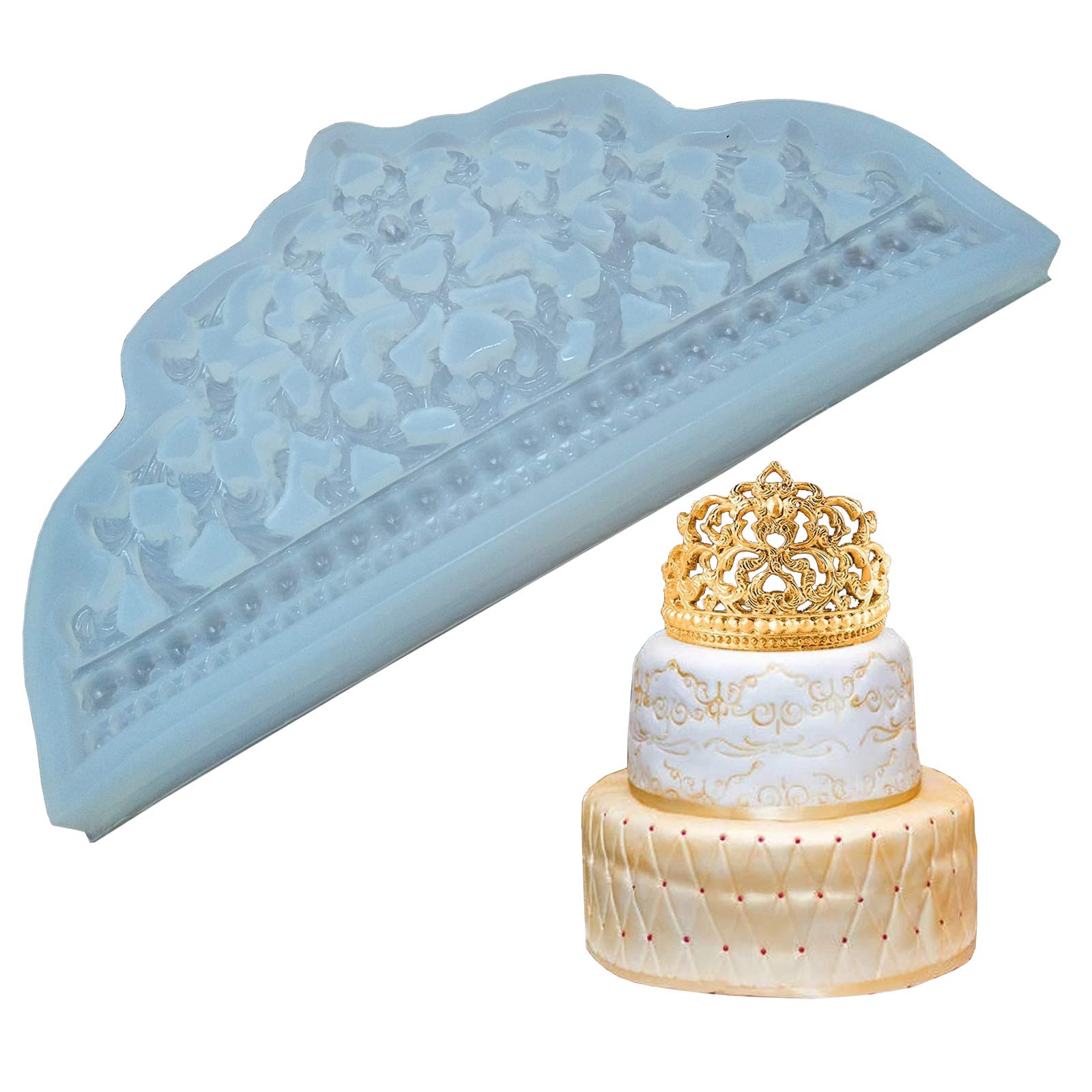 3D Craft Crown Silicone Molds Vintage Frame Soap Molds Molding Tool Food Grade Silicone Pad Soft, Non-Toxic, for Border Cake Decorations, 3D lace Patterns, Chocolate, Candy, Fondant Etc—Translucent