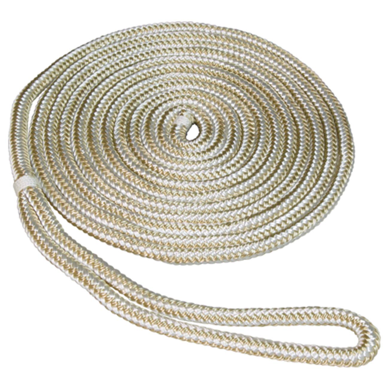 SeaSense Double Braid Nylon Dock Line, 1/2" X 20', Gold/White (50013065)