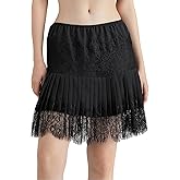 Women Lace Skirt Ruffle Mini Skirt Half Slip Layered Pleated Flowy Skirt