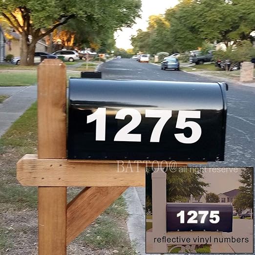 2 Set of Reflective Mailbox Numbers Die Cut Sticker Decal