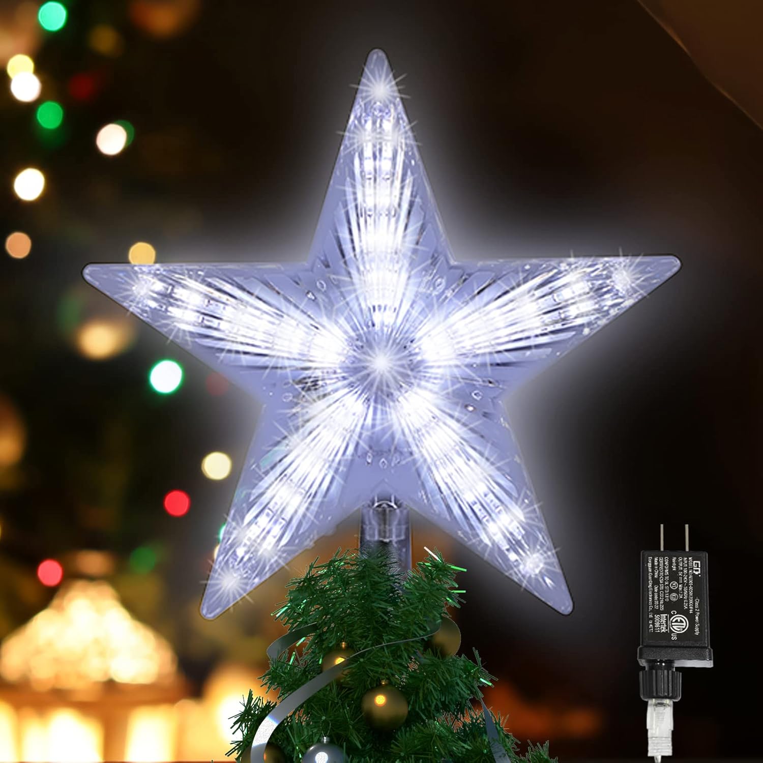 Tree Toppers - LAMPHOME Christmas Tree Topper DG (8.3 Inch 31 LED Twinkling White)