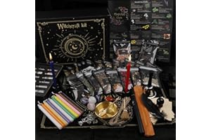 YINUO LIGHT Witchcraft Supplies Kit 132 PCS, Wiccan Supplies and Tools, Including Witchcraft Herbs, Spell Candles, Crystals for Witchcraft, Witch Starter Kit for Spiritual Healing Altar Decor, Christmas Gift