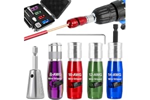 HOIUTER Wire Stripper for Drill, 2024 Upgraded Wire Stripping Tool & Wire Twisting Connector for Cutters 8-14 AWG, 5 In 1 Professional Electrician Wire Nut Twister Stripping and Twisting Tool (5Pcs)