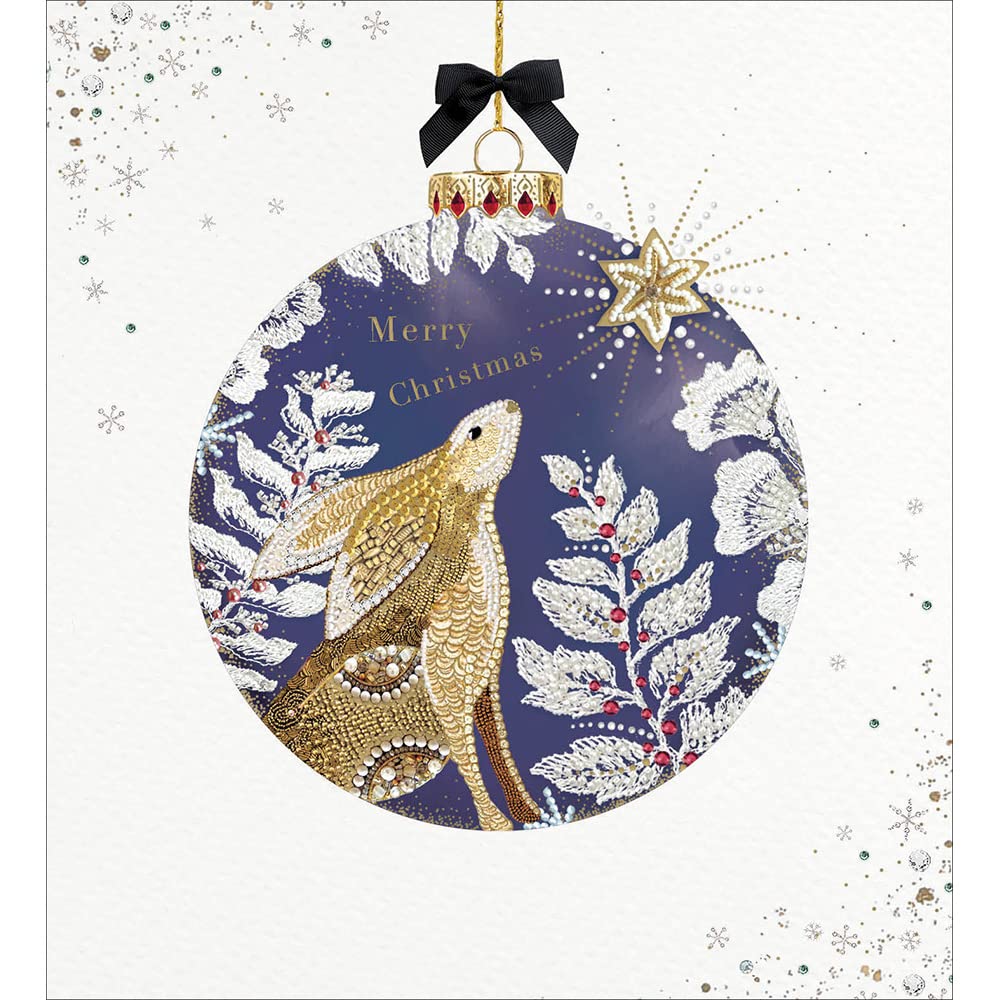 Box of 8 Christmas Cards in Festive Hare Xmas Bauble Design Xmas Card Boxes 496738