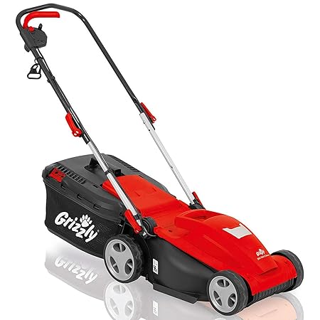 Grizzly Elektro Rasenmäher ERM 1434, 1400 Watt Turbo Power Motor, Mit Stow-Funktion, Kantennahes Mähen