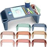 Beeveer 8 Pcs Kids Lap Desk with Storage for Bed Car, Multicolor | Portable Plastic Activity Tray 19.7x9.6x7.1in, Side Storage Space, For Children Classroom Use, Eating, Laptop, Floor