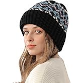 Babalet Winter Beanie Hat for Men Women Warm Knitted Thick Baggy Slouchy Beanie Fair Isle Stocking Beanies Hat Unisex
