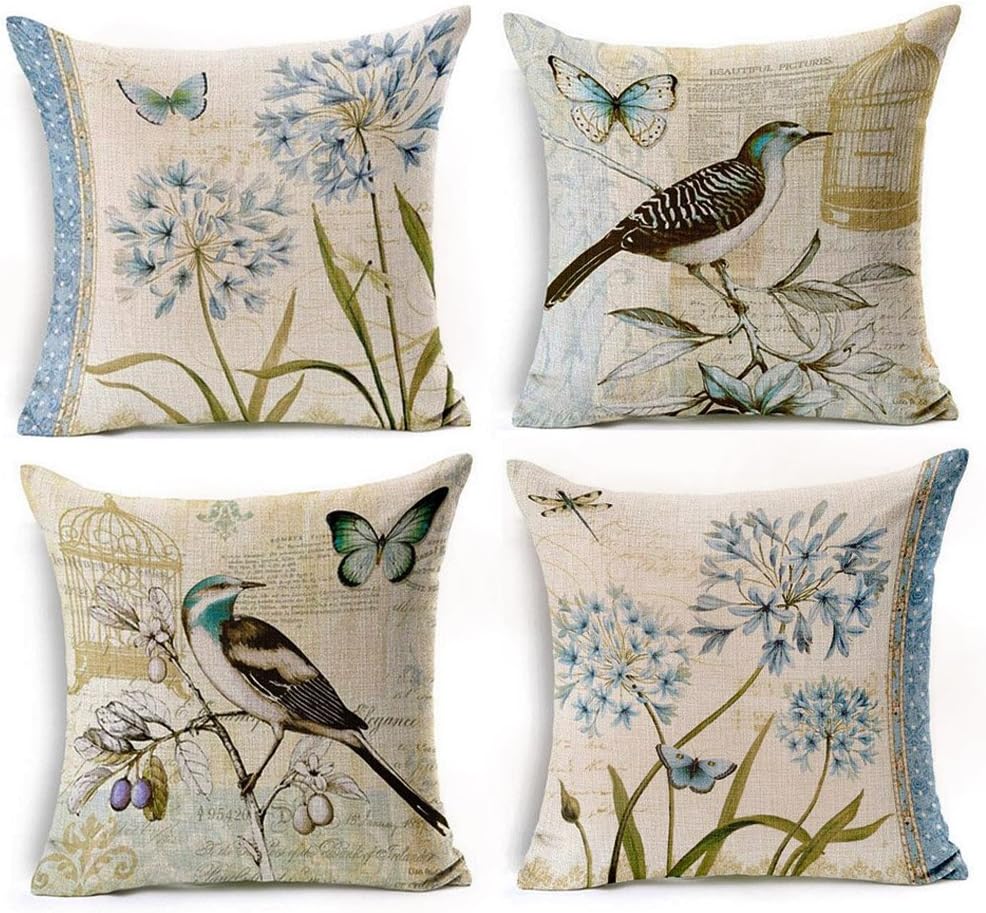 Best Blue Decorative Bird Pillows Living Room