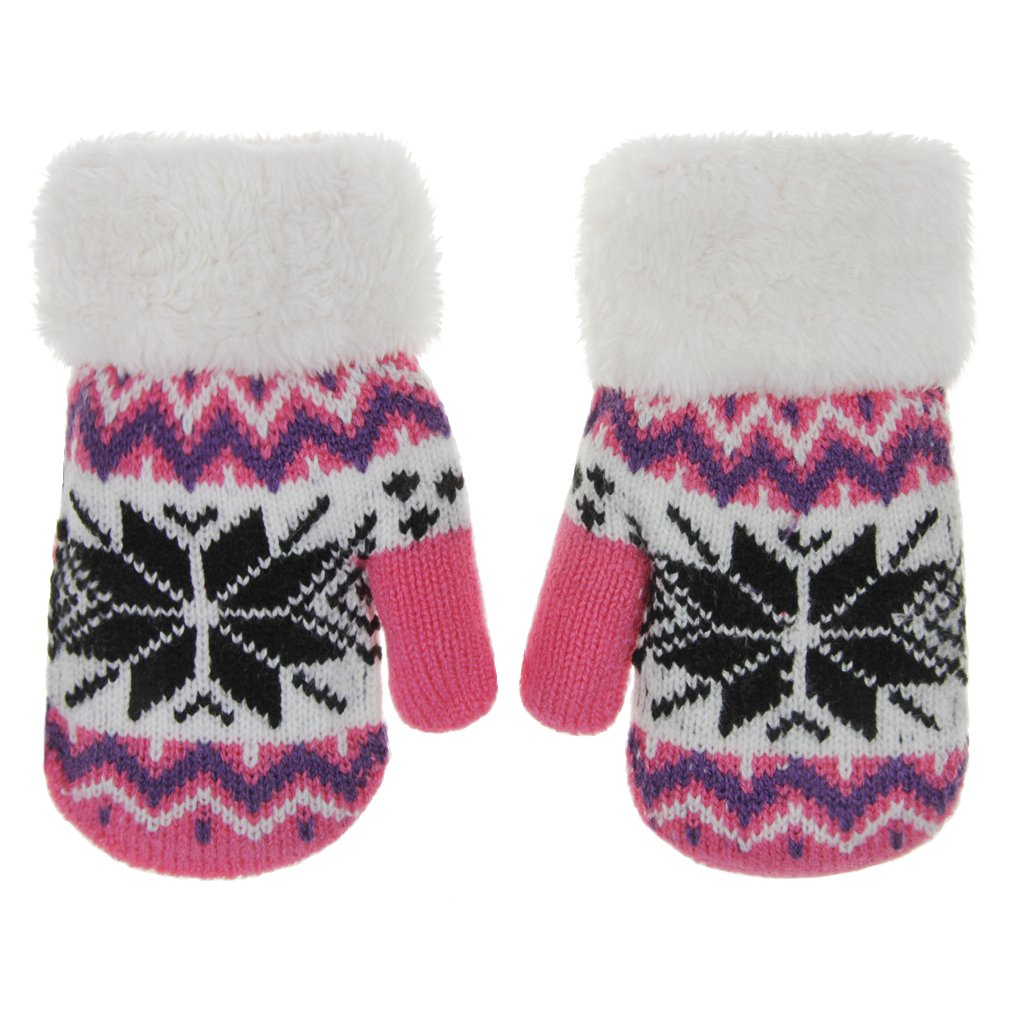 Kids Fluffy Knitted Gloves Winter Super-soft Plush Full Finger Gloves Thicken Hand Warmer Gloves Outdoor Skiing Cycling Gloves for 4-10 Y Kids