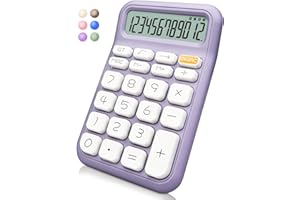 Exlliy Desk Calculator,12 Digits, Large LCD Display,Big Buttons,Cute and Aesthetic,Suitable for Office and Study (Purple, S)
