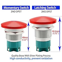 10 Amp Push Button Switch Red 22mm 7/8'' Momentary