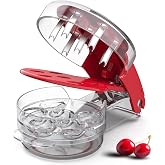 XSCQ Cherry Pitter Cherry Pitter Tool Remove 6 pits/time-Red | 6 Stainless Steel Rods with Lock Design, Anti-juice Splash, Saving time and Easy to Use/Clean