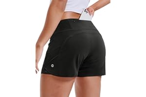 MIER Women's 2 in 1 Running Shorts Athletic High Waisted Workout Tennis Gym Shorts with Liner Zipper Pocket 3"
