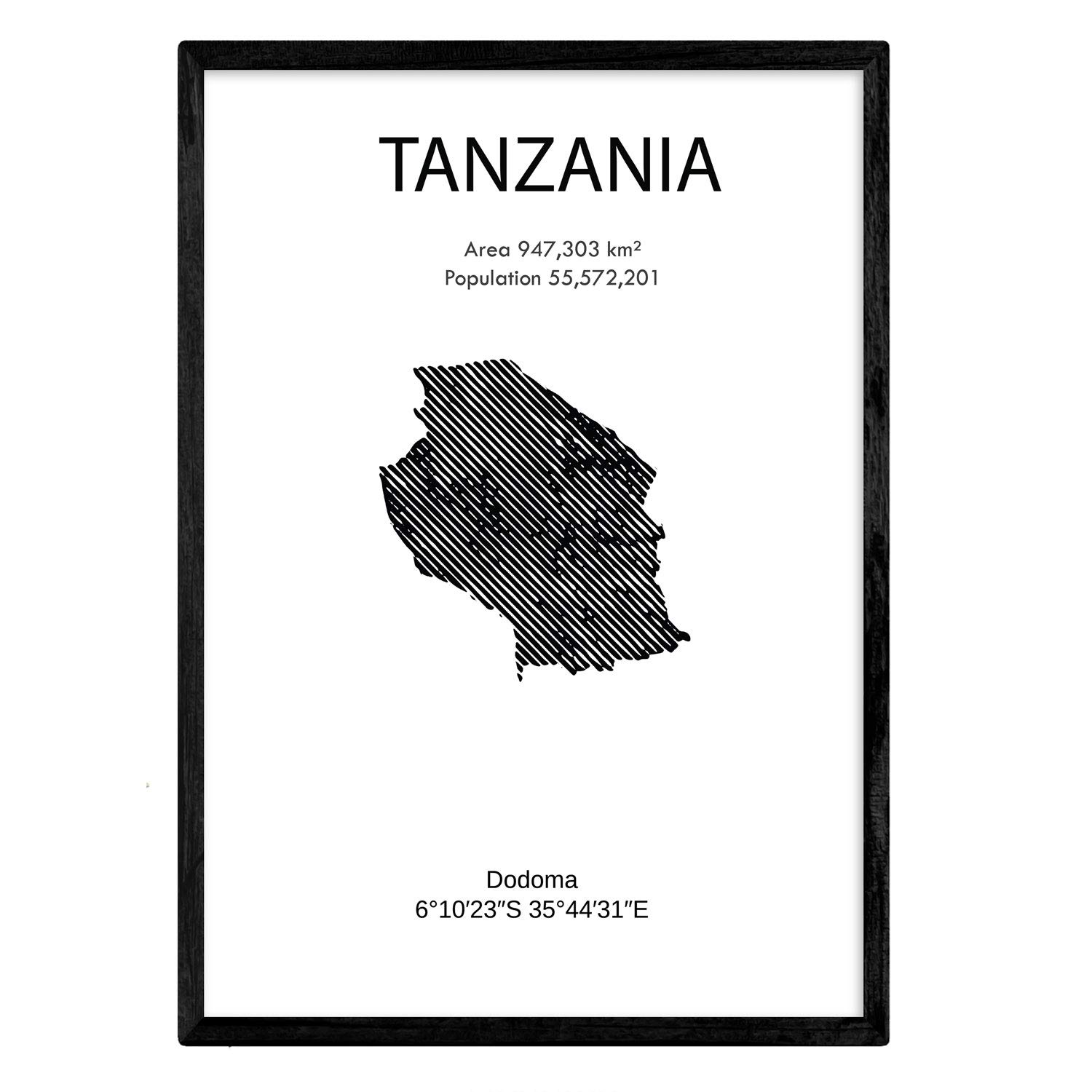 Poster of Tanzania. Sheets of countries and continents. A4 size
