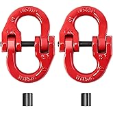 QWORK G80 Alloy Steel Hammerlock Coupling Link Connecting Link, 1/2", Red Painted, 12000 lbs Working Load Limit,2 Pack