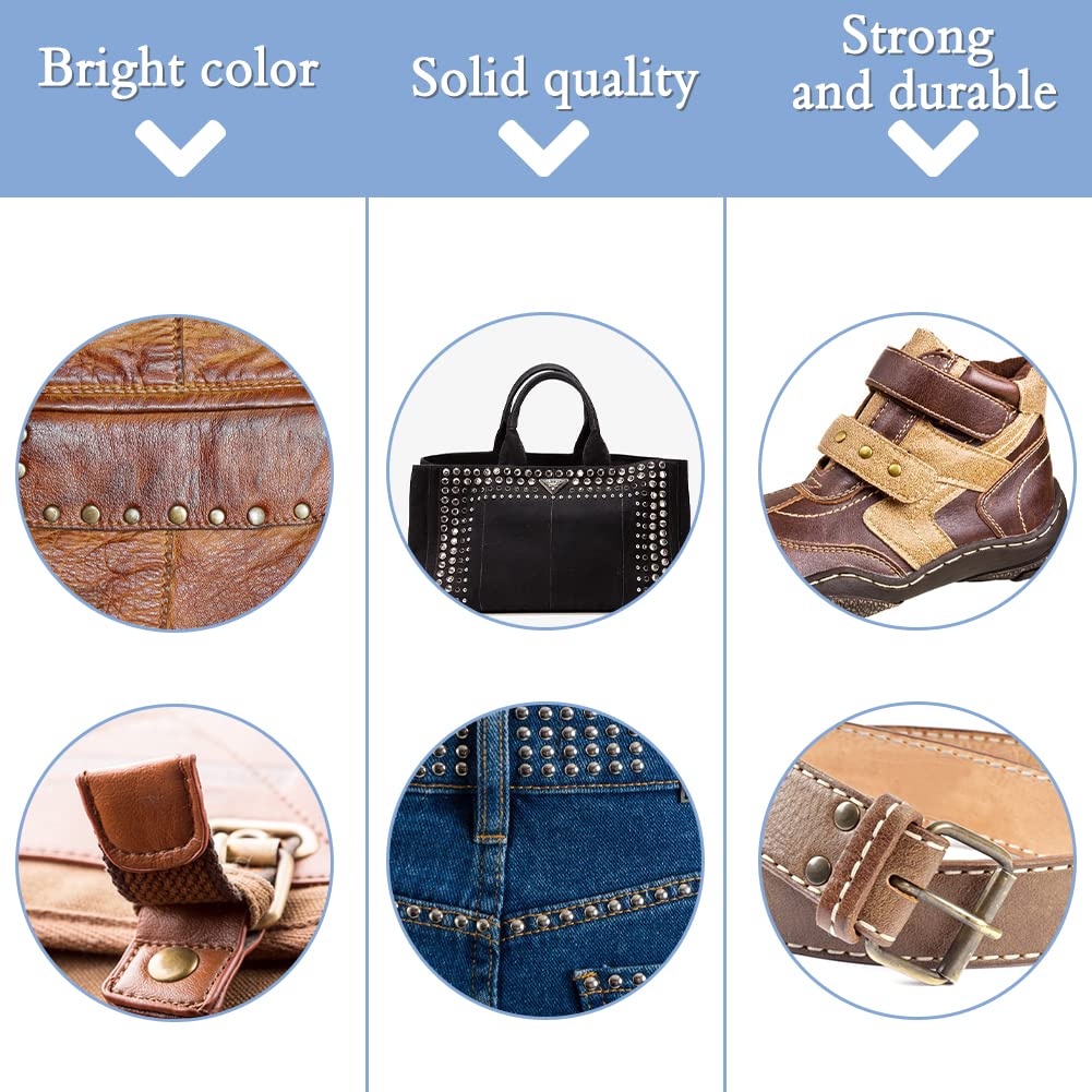 TLKKUE 240 Sets Rivets for Leather, Leather Rivets 3 Sizes Leather Double Cap Rivets for DIY Leather Craft, Bags/Clothes/Shoes/Belts Decoration or Repair (Bronze)