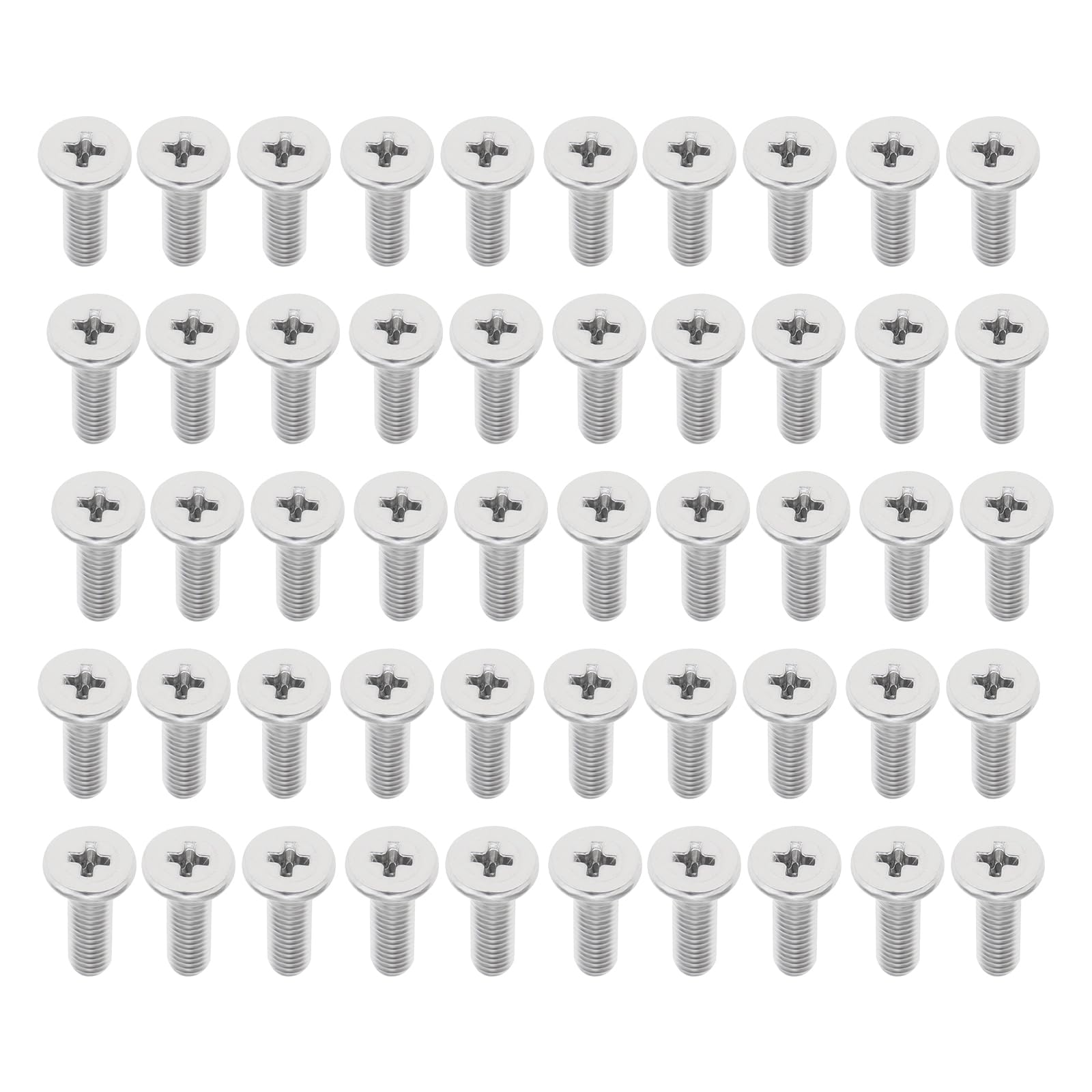 Smgda M3 x 10mm Flat Round Head Screws, 50pcs 304 Stainless Steel Phillips Drive Machine Screw, Furniture Screw Connection Bolt Screw, Full Thread, Bright Finish, Hardware Fastener, Silver