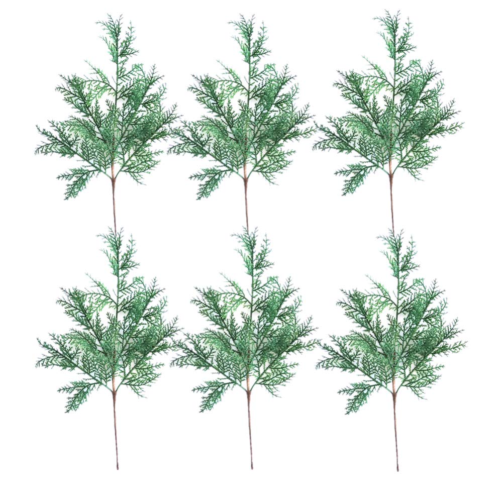 Holibanna 6pcs Christmas Wreath Stems Pick Green Artificial Pine Sprays for Flower Arrangements Bouquet DIY Craft Christmas Xmas Tree Decoration (41.5 * 26.5CM)