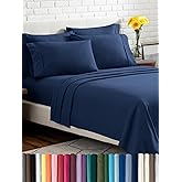 Bare Home Hotel Luxury Twin XL Sheet Set, Extra Soft - 4 Piece Set - Deep Pockets - Easy Fit - Cooling & Breathable - Wrinkle, Fade, Stain Resistant - Includes 2 Pillowcases (Twin XL, Dark Blue)