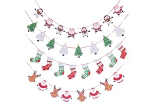 Artfen Christmas Banners Flags Hanging Bunting Garland 4 Pcs Paper Christmas Door Wall Window Hanging Decoration Ornaments Home Office Hotel Party Scene Decoration Supplies
