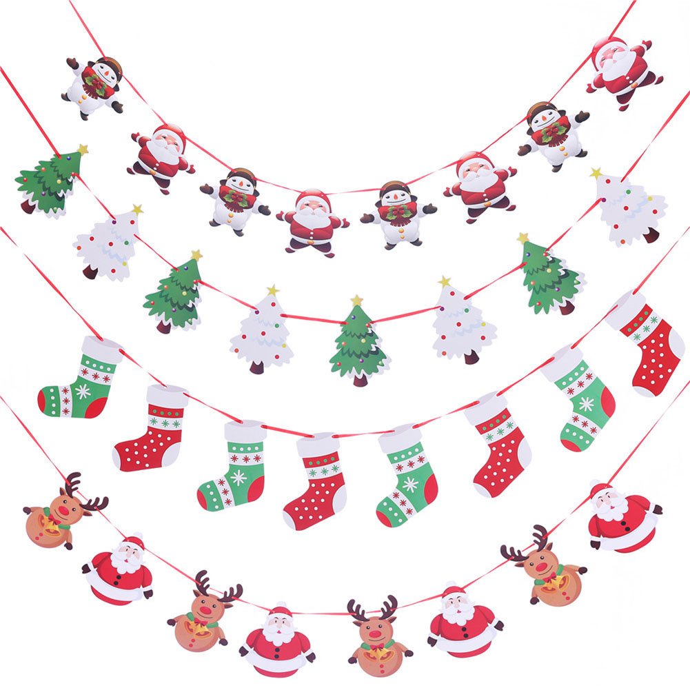 Photo 1 of *MINOR DAMAGE - USED*
Artfen Christmas Banners Flags Hanging Bunting Garland 4 Pcs Paper Christmas Door Wall Window Hanging Decoration Ornaments Home Office Hotel Party Scene Decoration Supplies