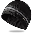 UNNESTAR Fleece Hats for Men Windproof Stretchy Winter Knit Beanie Caps Outdoors Skiing Running