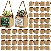 Covzoe 100 Pack 2.5 Inch Succulent Wraps, Fits 2.5" Pots, Succulent Bags Party Favors with Thank You and Grow Love Grow Joy Stickers, Succulent Gift Box for Wedding Birthday Guests