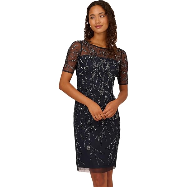 beaded midi dress with sheer ruffled sleeves in frosted sage Green Hand Beaded Short Sleeve Floral Godet Gown