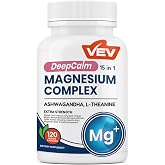 VEV DeepCalm 15-in-1 Magnesium Complex for Women &amp; Men, 120 Caps | 15-in-1 Magnesium Supplement, Sleep, Glycinate &amp; Citrate Vegan Capsules with Ashwagandha &amp; L-Theanine