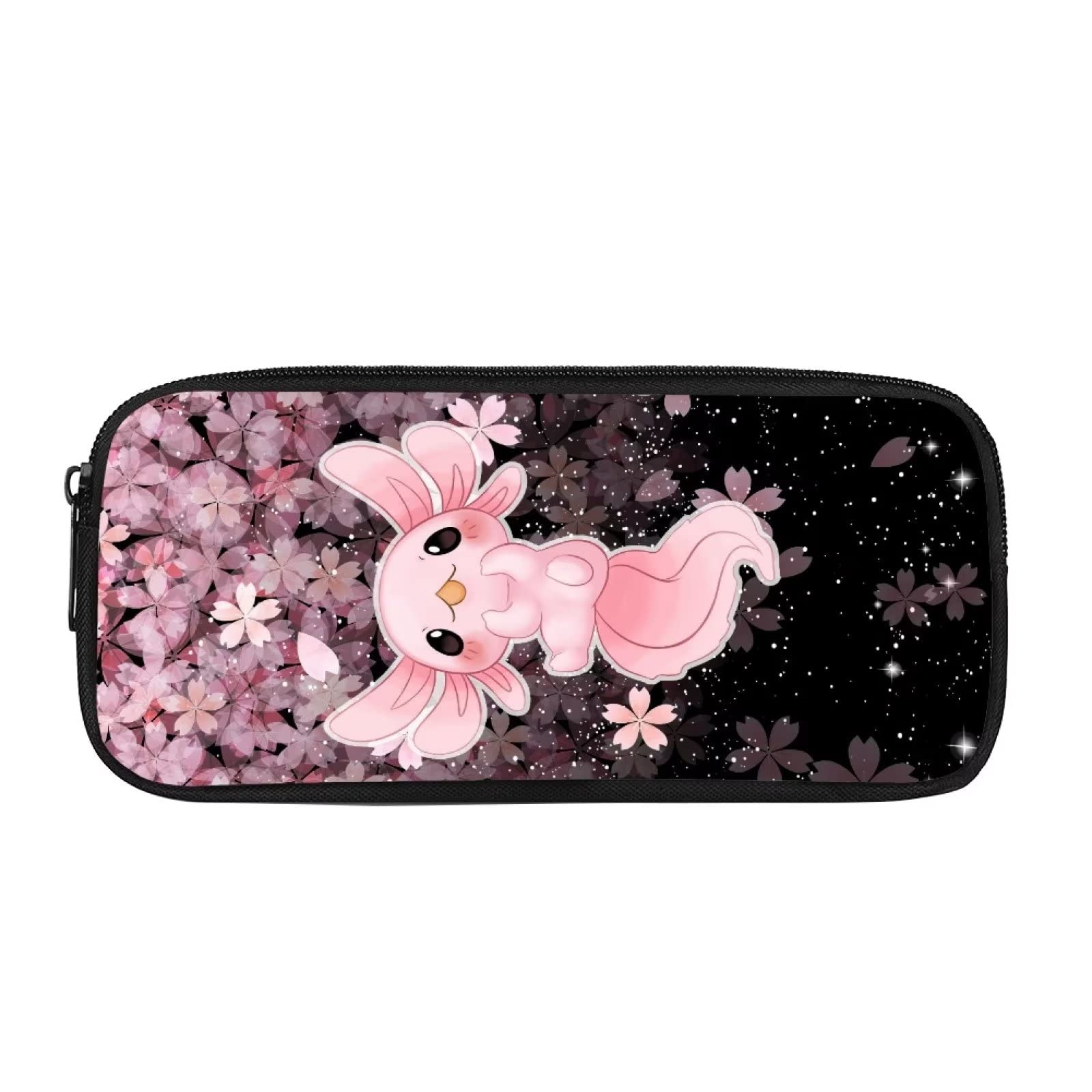 Showudesigns Sakura Axolotl Pencil Case for Girls Big Capacity Office Pen Holders Case Stationery Storage Bags Lightweight Purse Zipper Pink Cherry Blossom Flower — image 1