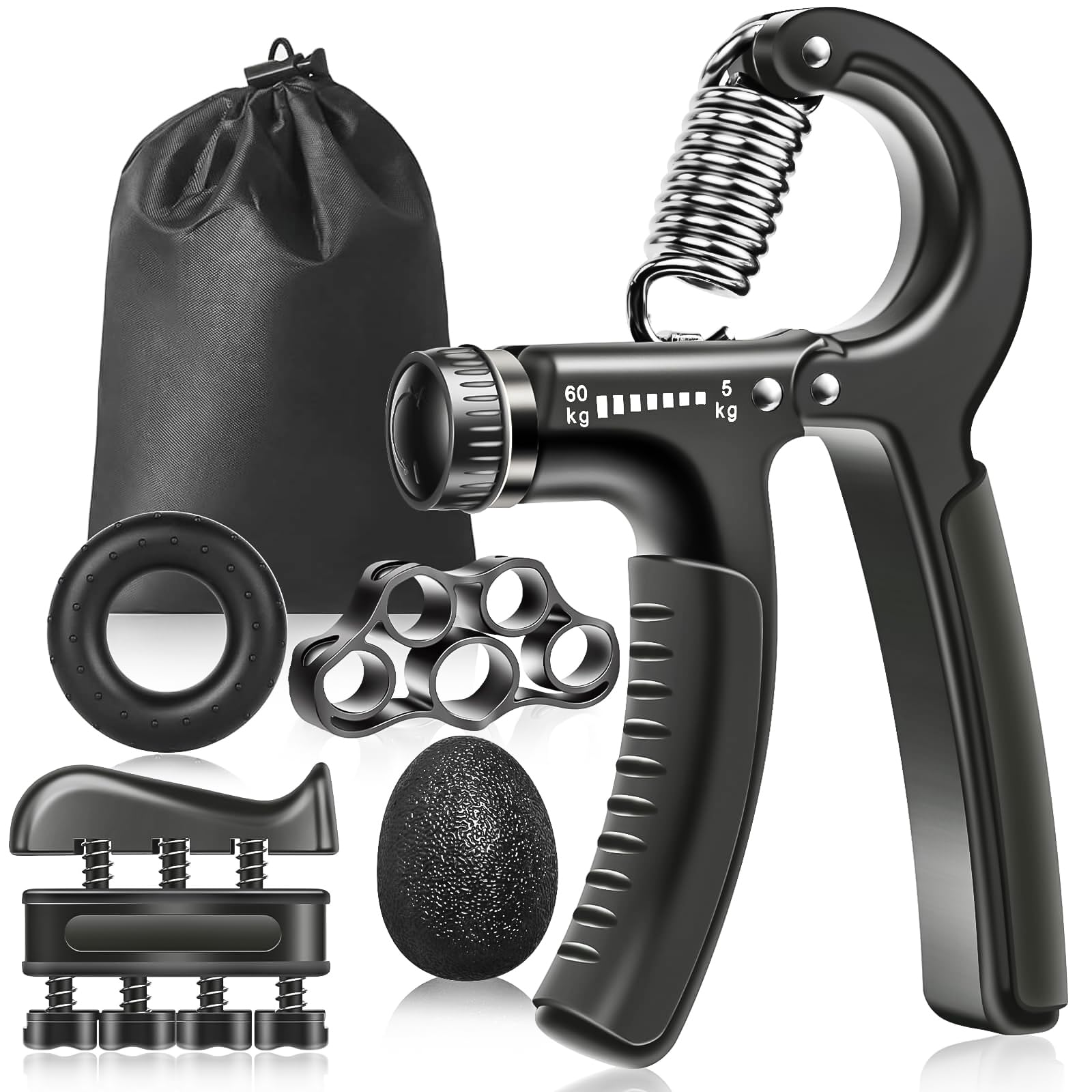 Vicloon Hand Grips Strengthener,5 Pack Adjustable Resistance 11-132Lbs (5-60kg) Forearm Strengthener with Counter, Finger Exerciser, Stress Relief Grip Ball for Strong Wrists Fingers Forearm Hands