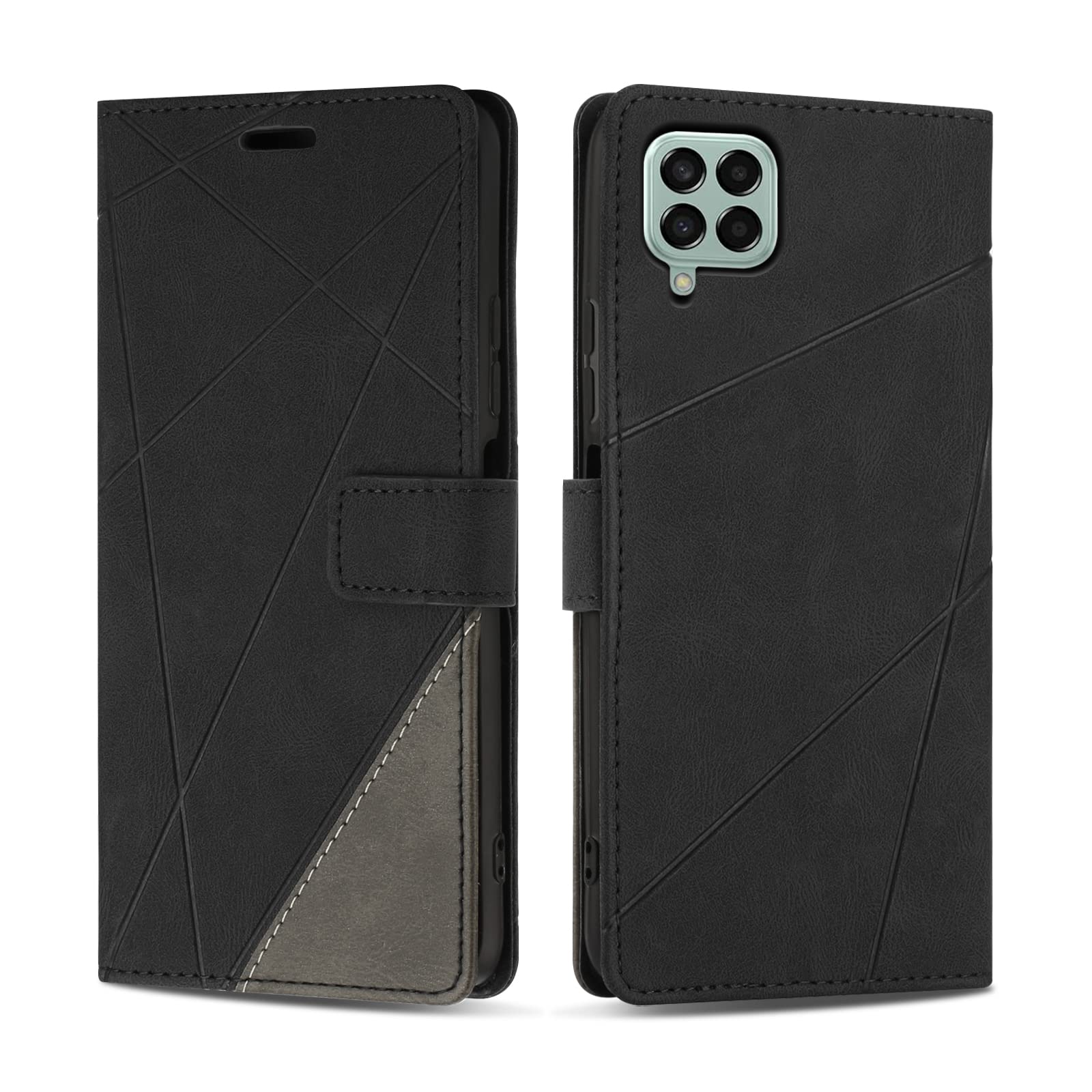 SONWO Case for Galaxy M53 5G, Premium PU Leather Flip Wallet Case Magnetic Closure Cover Case Card Slots kickstand Phone Case for Galaxy M53 5G, Black