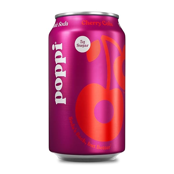 POPPI SPARKLING PREBIOTIC SODA BEVERAGE WITH APPLE CIDER VINEGAR, SELTZER WATER AND FRUIT JUICE, CHERRY COLA, 12 FL OZ, 1 COUNT, PACKAGING MAY VARY
