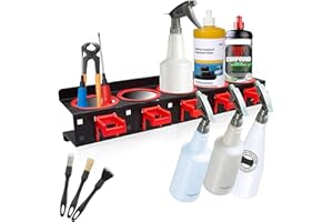E-GREETSHOPPING Spray Bottle Storage Rack,Wall Mount Spray Can Holder Garage Bottle Organizer, Hanging Rail Car Beauty Shop Accessory Display Auto Cleaning Detailing Tools Hanger with Car Cleaning Brush Kits