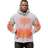 DEWBU Heated Jacket Polar Fleece with 12V Battery Pack Soft Fleece Electric Heating Hoodie for Men