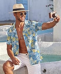 COOFANDY Men Casual Shirt Short Sleeve Button Down